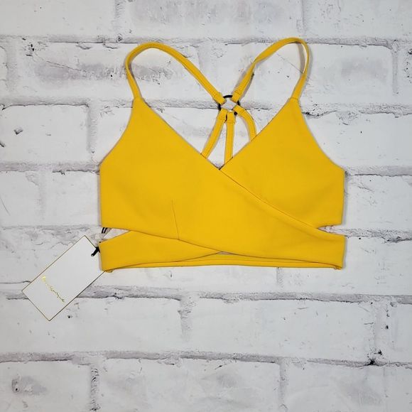 LOVEWAVE Yellow Strappy Brittany Sports Bra Size Extra Small NWT - Picture 2 of 3